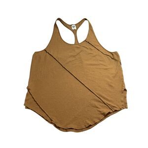 We the Free Tan Brown Racerback Cotton Linen Split Hem Tank Size XL Boho